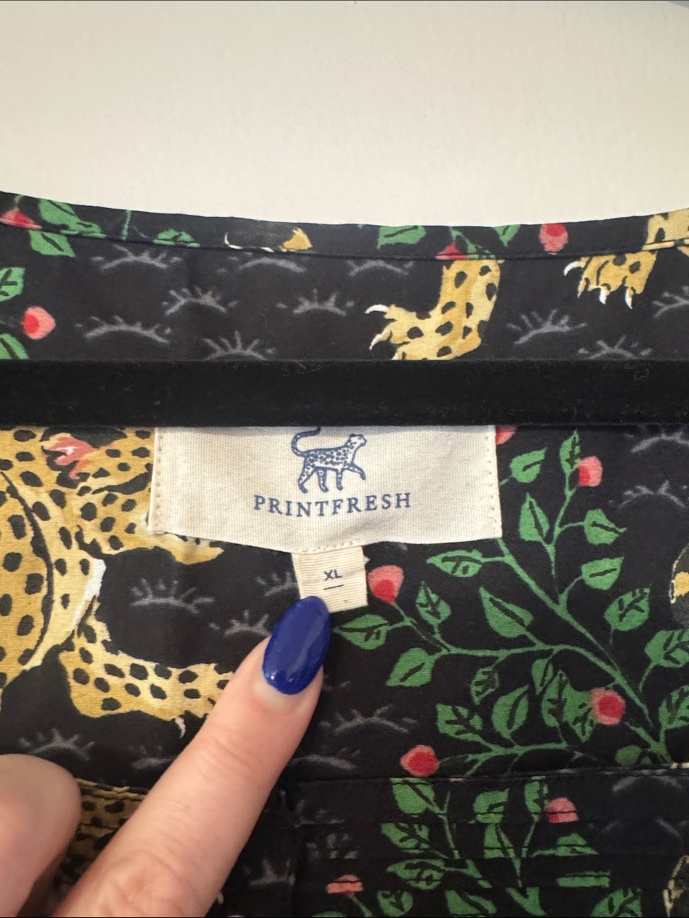 Printfresh Black Dress with Yellow Cheetah & Green Leaf Motif - Picture 2 of 8